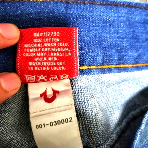 VINTAGE TRUE RELIGION FLARED JEANS - 32W UK 10 BLUE COTTON - Picture 11 of 11